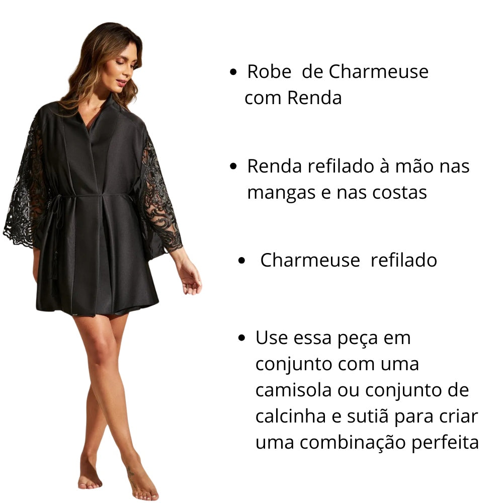 Robe de Charmeuse Prime com Renda Iris