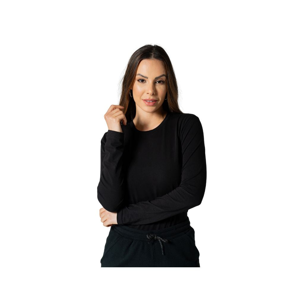 Básica Feminina Térmica em Algodão Gola Redonda