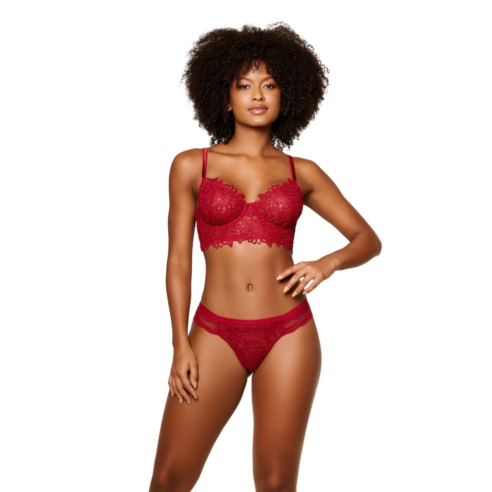 Conjunto de Lingerie de Luxo em Tule e Guipir sem Bojo