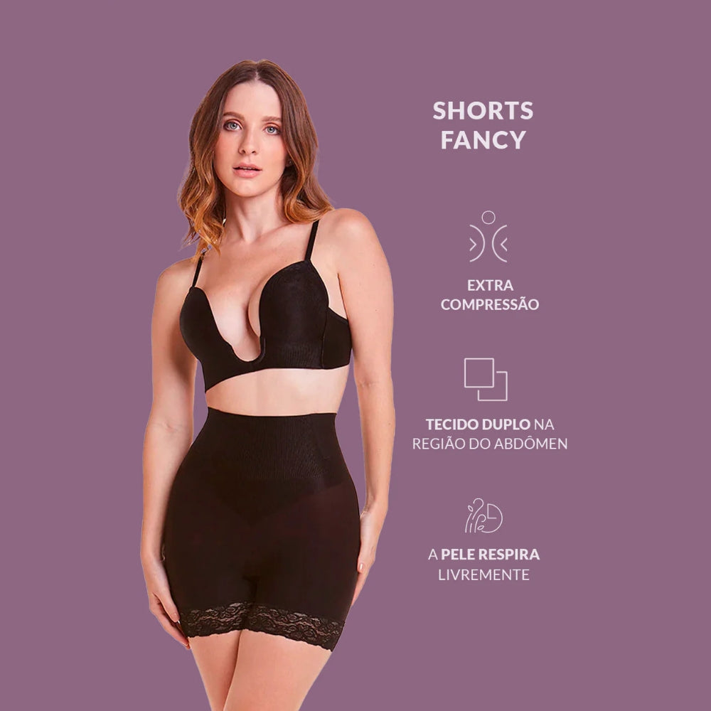 Bermuda Modeladora Abdominal Com Renda Levanta Bumbum
