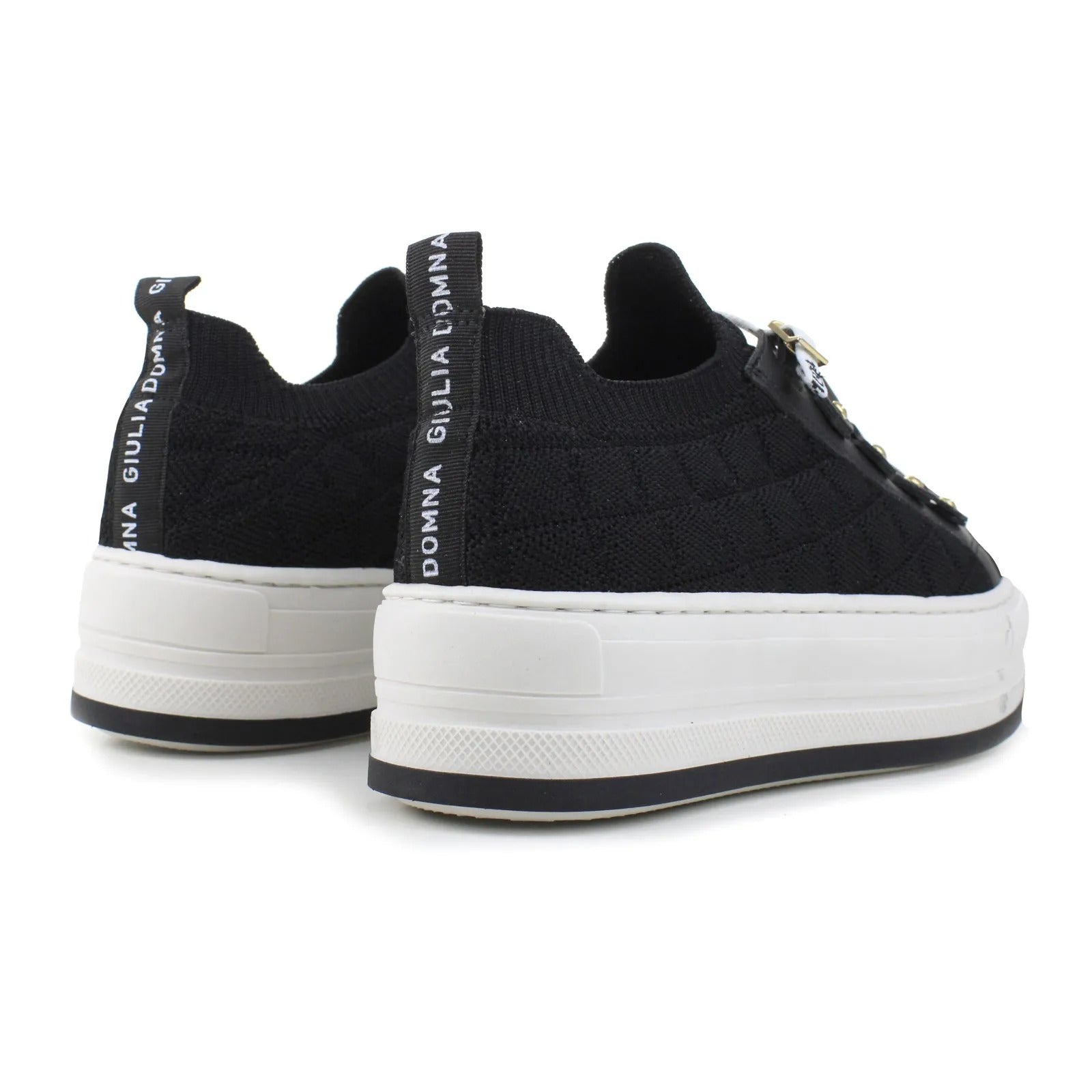 Tênis Knit Preto Solado Alto Giulia Domna