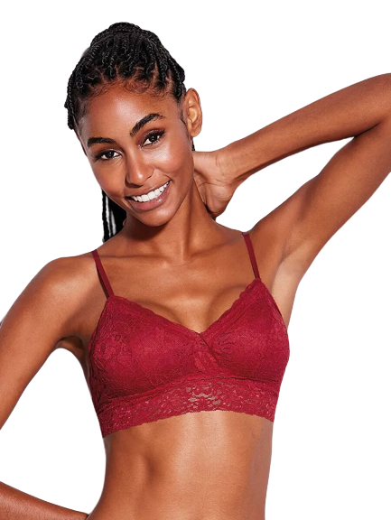 Sutiã Top Triângulo com Bojo Removível em Renda