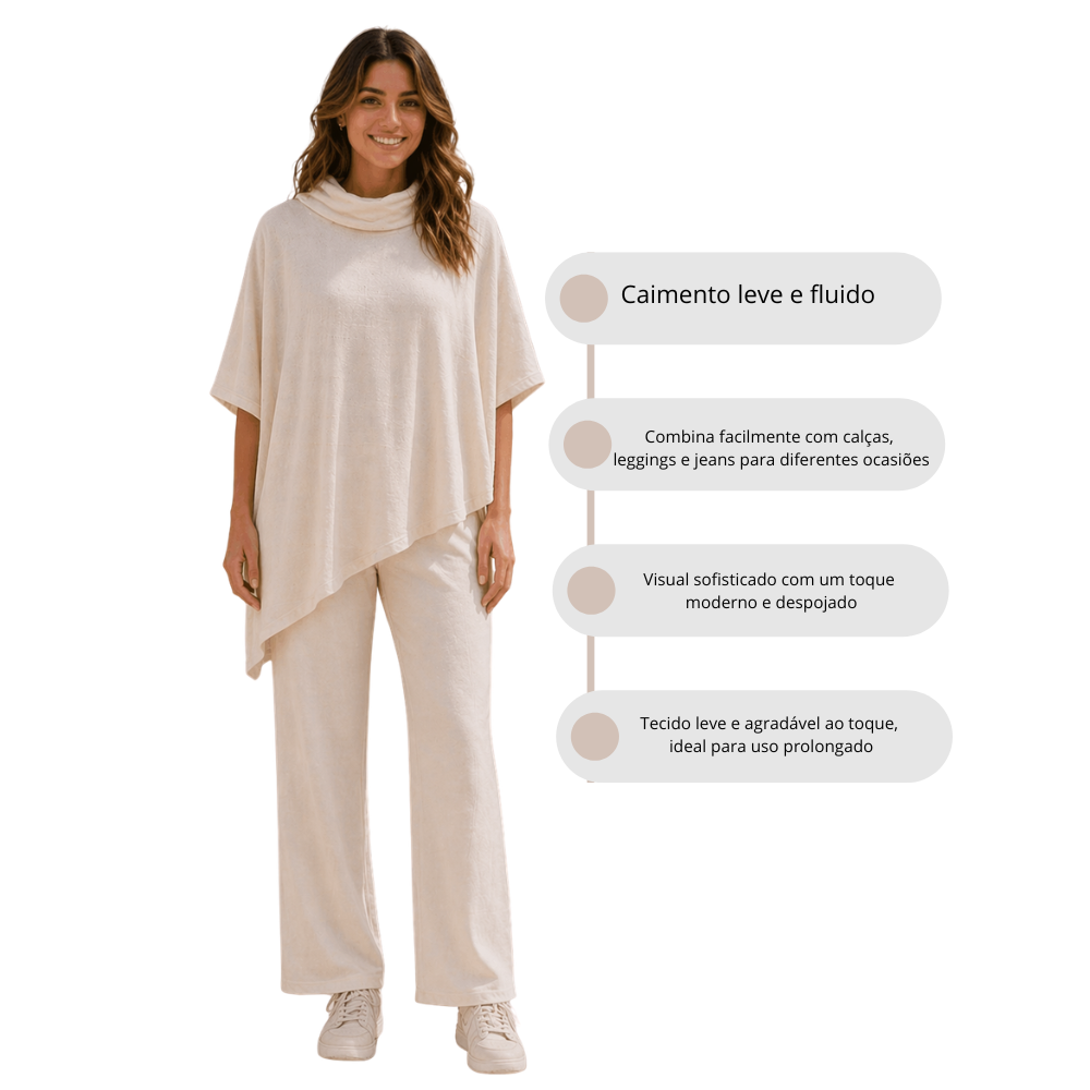 Blusa Feminina Estilo Poncho Leve e Elegante