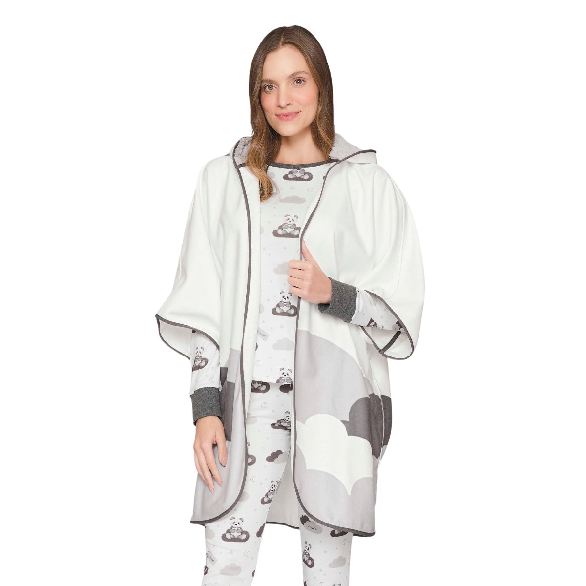 Capa em Plush Velvet com Capuz Forrado em Premium Flock