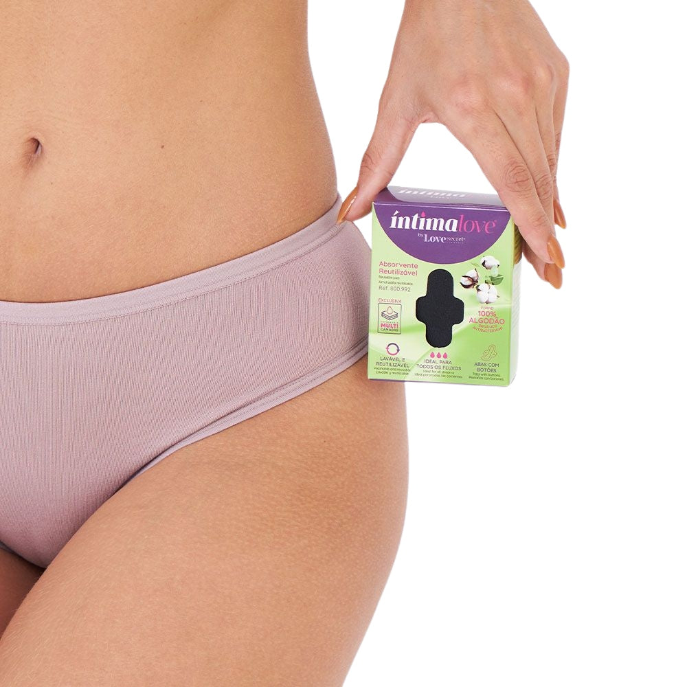 Absorvente Lavável e Reutilizável com Forro em Algodão e Abas com Botões