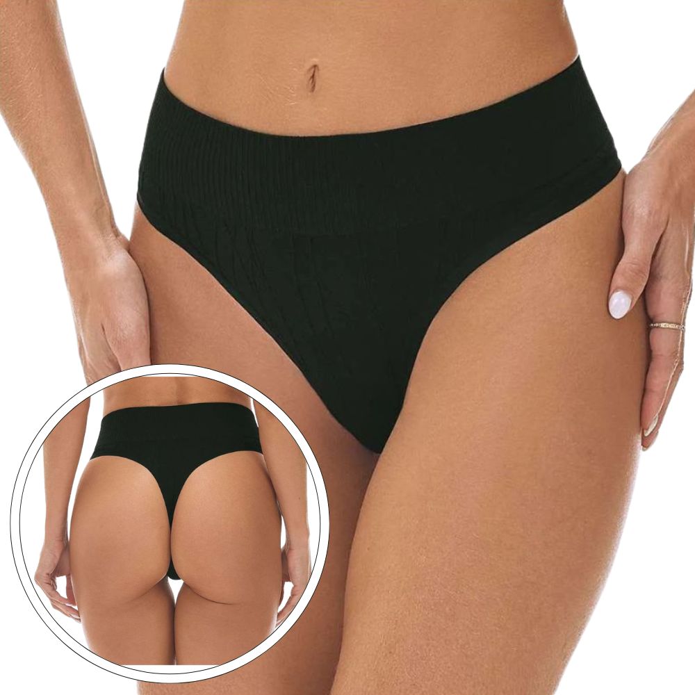 Calcinha Fio Dental Jacquard Sem Costura e Cós Alto que Não Marca