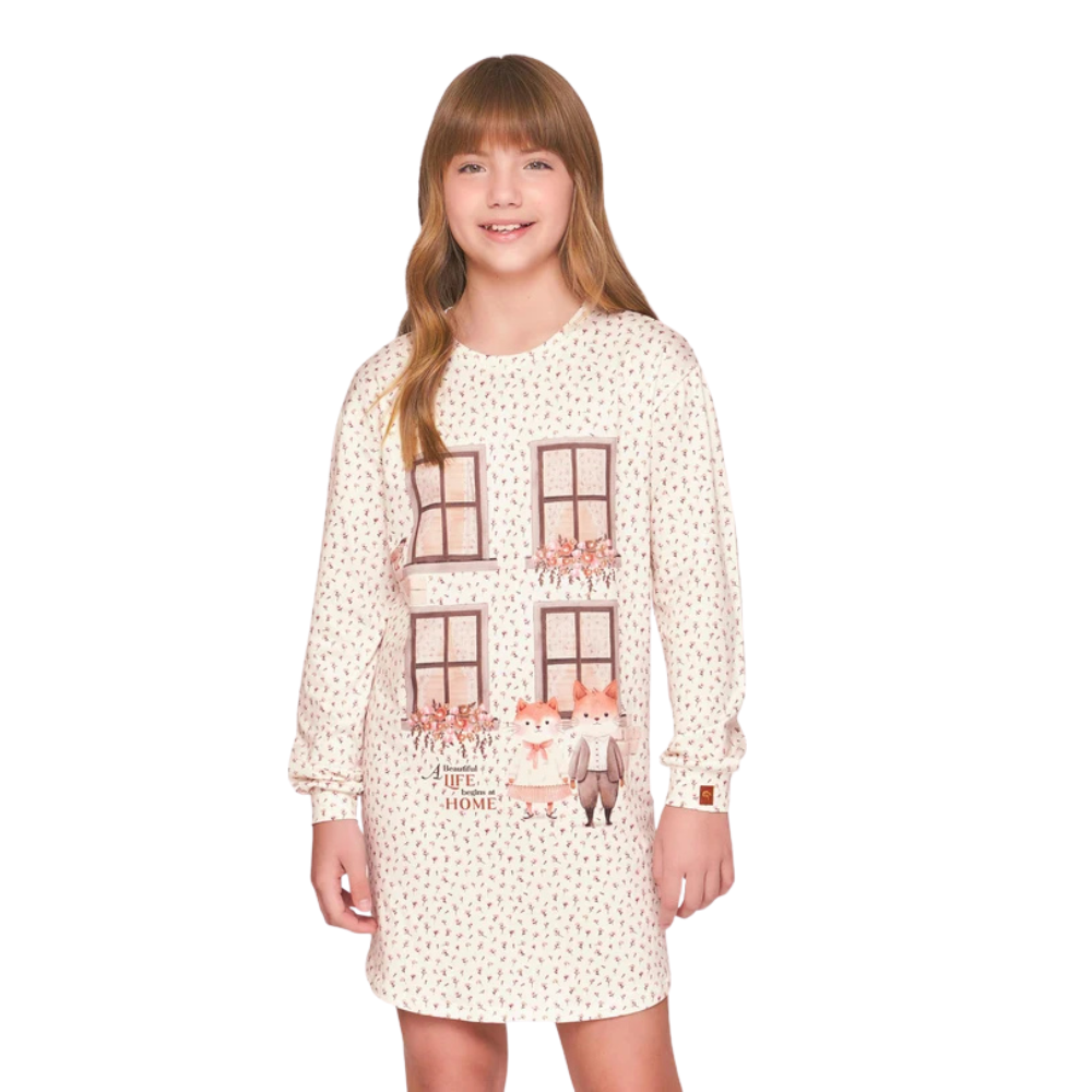Camisola Manga Longa Infantil Feminina All Print Cots Cats em Sublime Touch