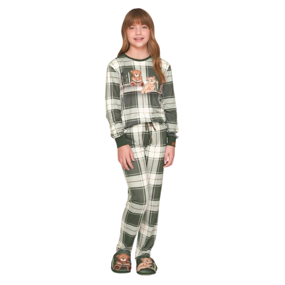 Pijama Comfort Infantil Feminino Xadrez BB Moment em Sublime Touch