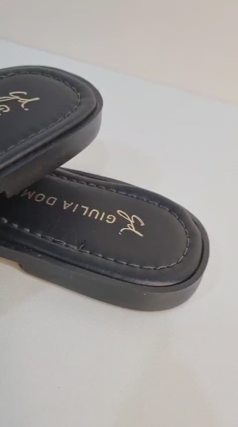 Chinelo Sandália Stone Preto Giulia Domna